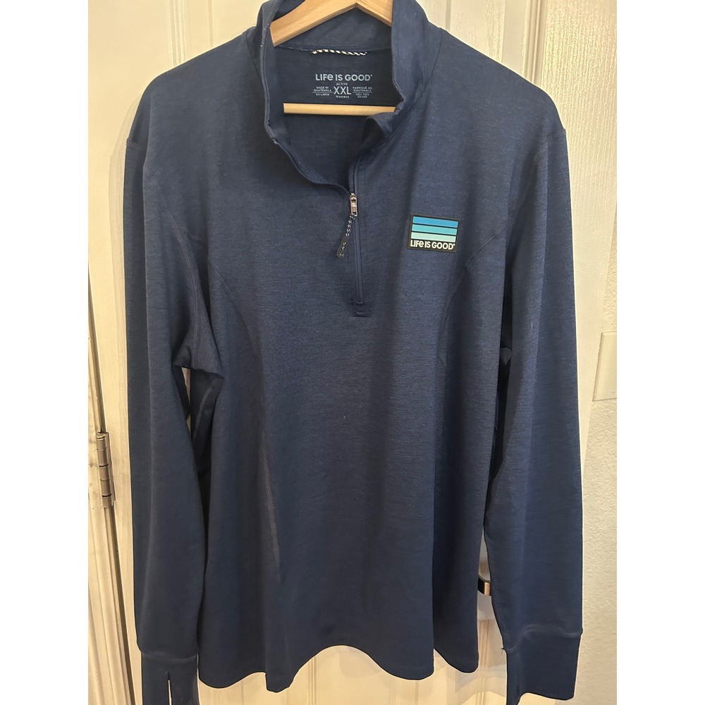 Life is Good Active Quarter Zip Pullover Navy Blue XXL Mens